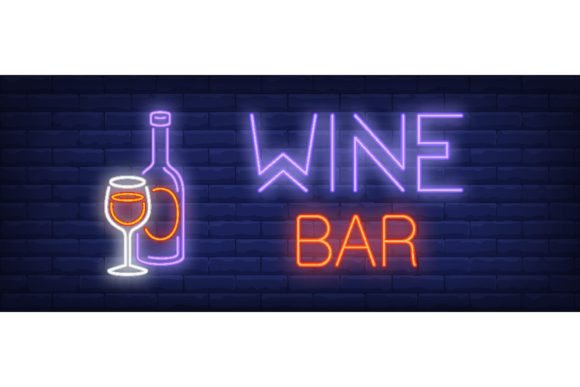 Download Wine Bar Neon Text, Bottle and Glass Wit - Bar Collection