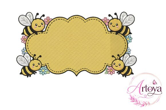 Download Cute Bee Embroidery Frame Design - Frame Collection