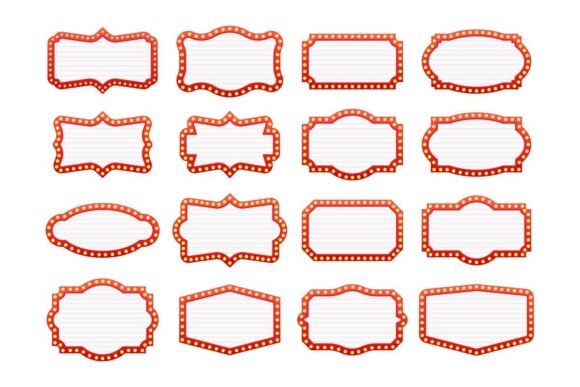 Download Set of Retro Frames with Glowing Light - Frame Collection