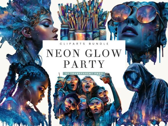 Download Neon Glow Party Clipart Bundle - Party Collection