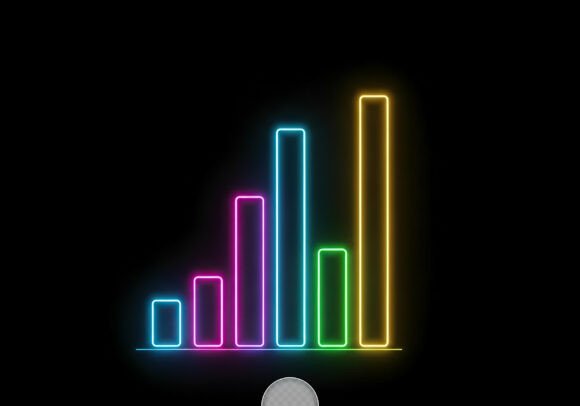 Download Rainbow Neon Bar Graph on Black Backgrou - Bar Collection