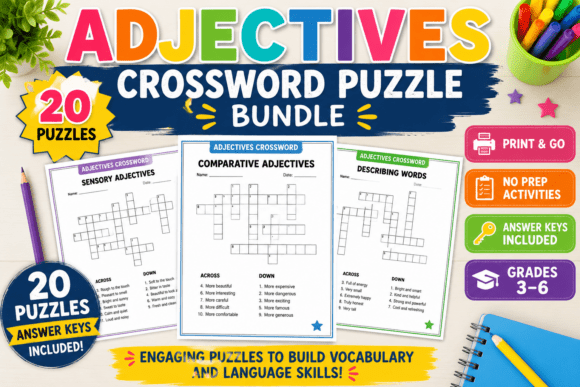 Download Adjectives Crossword Puzzle Bundle - Word Collection