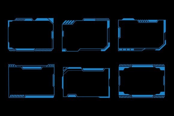 Download Set of Blue Frames Cyberpunk Overlay - Premium Resources
