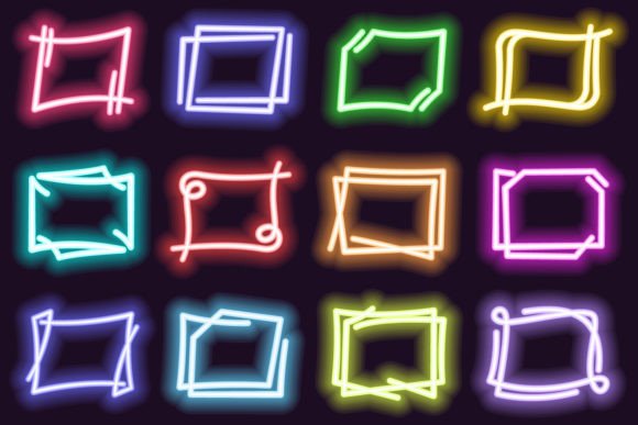 Download Glowing Rectangle Neon Frames - Frame Collection