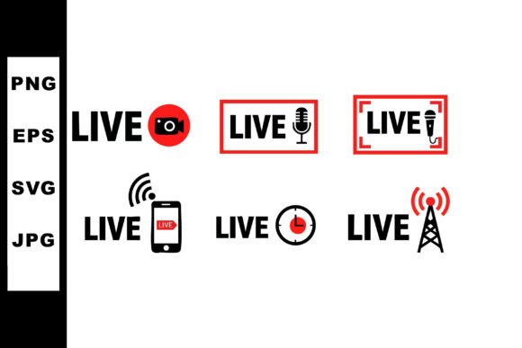Download Live Broadcast Icons Set with Camera Mic - Live broadcast Collection
